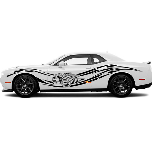 Super Bee und gekrümmte Seitenstreifen Vinyl-Aufkleber für Dodge Charger