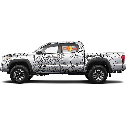 Vollverkleidung Toyota Tacoma Topografische Kartenkontur Hintergrund Topo-Karte mit Höhenlinien Wrap Vinyl Aufkleber Grafiken Sticker
