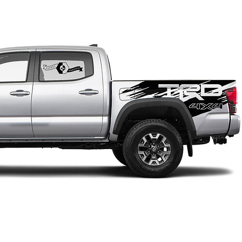2 Tacoma Side Bed Stripes TRD 4 x 4 Vinyl-Aufkleber-Aufkleber-Kit für Toyota Tacoma
