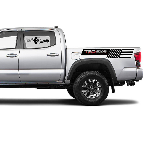 2 Tacoma 2 Farben Seitenbett USA Flagge TRD 4x4 Off-Road Vinyl Aufkleber Decal Kit für Toyota Tacoma
