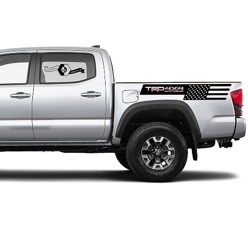 USA-Flagge TRD 4x4 Off-Road Seitenwand Vinyl-Aufkleber für Toyota Tacoma