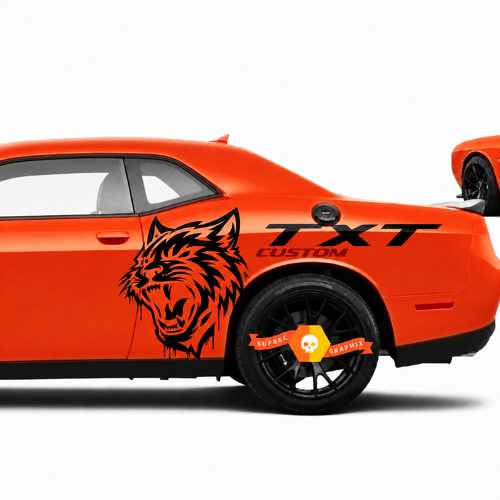 TXT CUSTOM Cat Drip Graphic — Vinyl-Aufkleber (Seite) für Dodge Challenger SRT, Hellcat