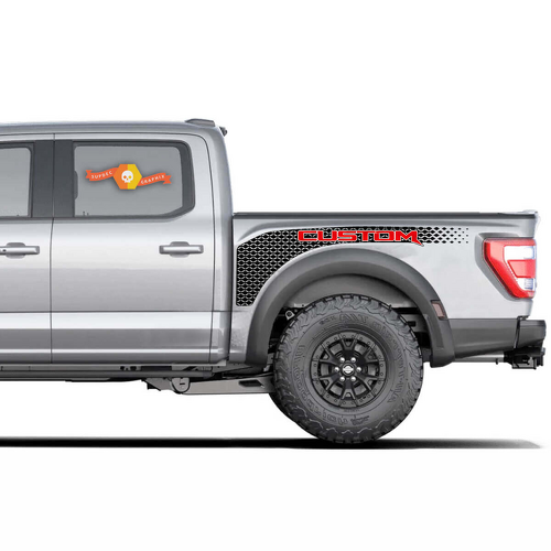 Perforiertes Vinyl-Aufkleber-Set für Seitenbett für Musclecar Truck Power Truck 2022