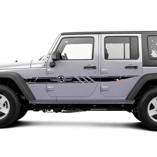 Disctessed Benutzerdefinierte Army-Stern-Seitenstreifen Vinyl-Aufkleberset für Jeep Wrangler