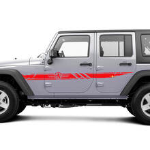 Disctessed Benutzerdefinierte Army-Stern-Seitenstreifen Vinyl-Aufkleberset für Jeep Wrangler_2