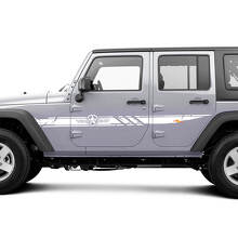 Disctessed Benutzerdefinierte Army-Stern-Seitenstreifen Vinyl-Aufkleberset für Jeep Wrangler_3