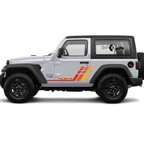Retro 4x4 Seitenstreifen Vinyl-Aufkleber Set für Jeep Wrangler 2-Türer