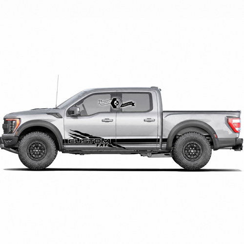 CUSTOM TXT Claw Doppelstreifen Paar Schweller Vinyl-Aufkleber für Ford F-150 2022