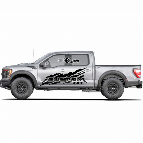 CUSTOM TXT Rising Slash Pair Tür Vinylaufkleber für Ford F-150 2022