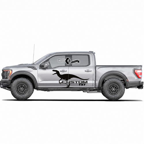 CUSTOM TXT Dinosaur Silhouette Pair Tür Vinylaufkleber für Ford F-150 2022