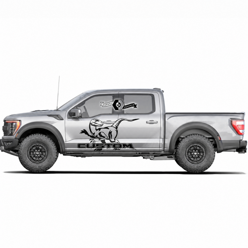 BENUTZERDEFINIERTes Laufendes Dinosaurier Paar Tür Vinylaufkleber Aufkleber für Ford F-150 2022