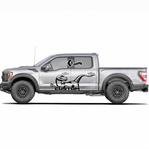 CUSTOM Solide Buchstaben Dinosaurier Paar Tür Vinyl Aufkleber Sticker für Ford F-150 2022