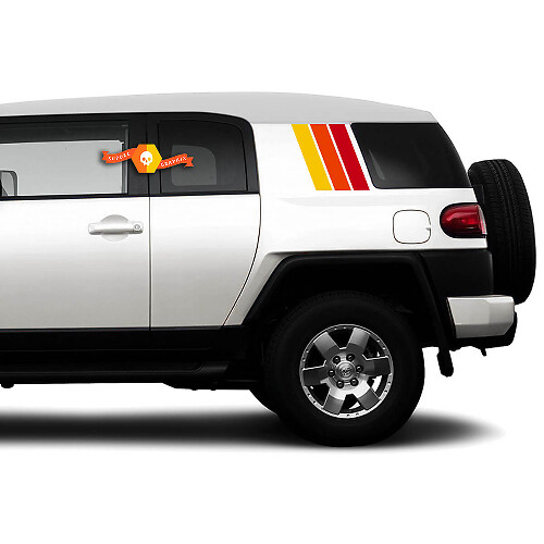 Paar aus drei Farben Old School Toyota FJ Cruiser Streifen Seitenaufkleber Vinyl für Toyota FJ Cruiser -- Drei Außenfarben

