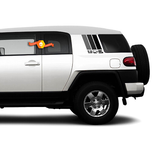 Paar aus drei Farben Old School Toyota FJ Cruiser TRD Streifen Seitenaufkleber Vinyl für Toyota FJ Cruiser - Drei Außenfarben - Monochrom
