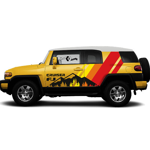 Berge Wald Vintage Streifen Seiten Vinyl Aufkleber Sticker für Toyota FJ Cruiser