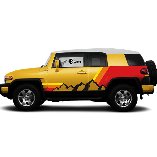 Berge & Retro-Streifen Seiten-Vinylaufkleber für Toyota FJ Cruiser