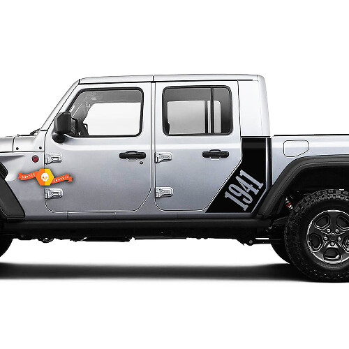 Jeep Gladiator Seitenkrieg 1941 Stern Aufkleber Decal Werkstil Karosserie Vinyl Grafik Streifen Kit 2018-2022
