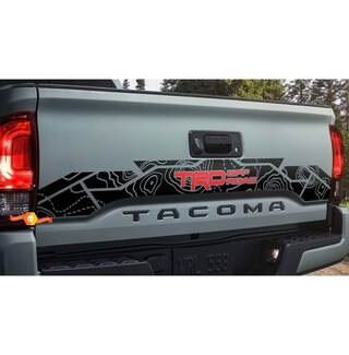 TRD 4x4 PRO Sport Off Road Topografische Karte Heckklappen-Vinyl-Aufkleber, passend für Toyota Tacoma 16–21
