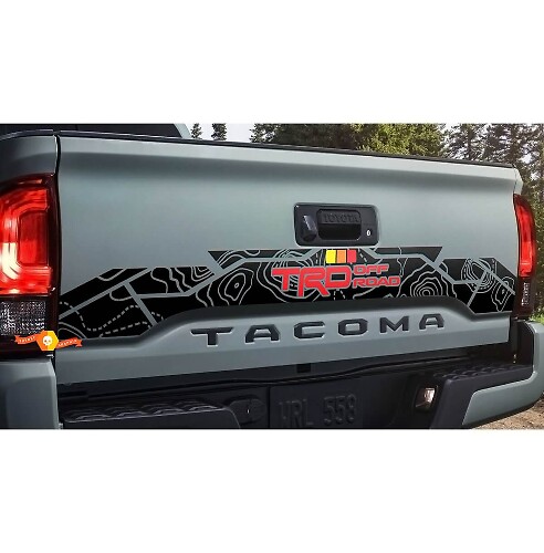 TRD Offroad Topographische Karten-Heckklappen-Vinylaufkleber für Toyota Tacoma 2016-2024
