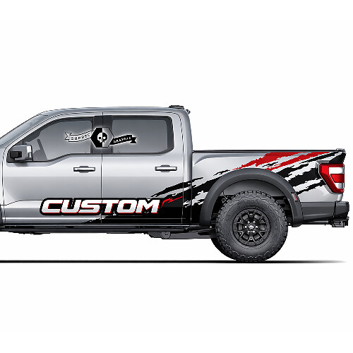 Custom Text Abgenutzter Splash Wrap Aufkleber Paar für Ford F150 Raptor