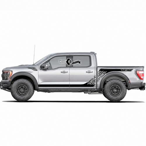 Benutzerdefinierte Text Krallenkralle Seitenbett- und Schwellerseiten Grafikaufkleber Set aus 2 für Musclecar Truck Power Truck 2020-2022