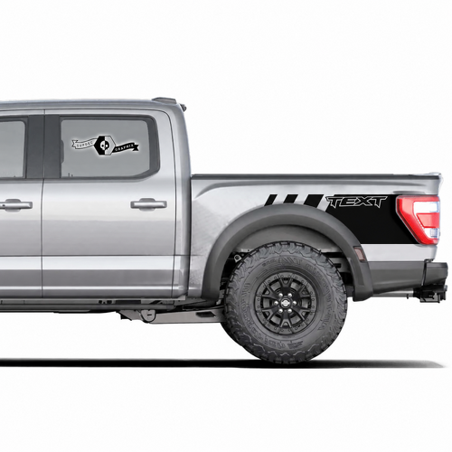 Benutzerdefinierter Text Modernes Logo Seitenbett Grafik Aufkleber Paar für Musclecar Truck Power Truck 2020-2022
