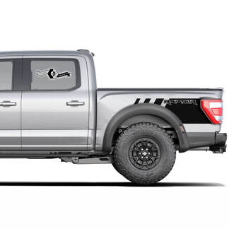 Paar Ford F150 Raptor 2020–2022 Moderner Logo-Seitenbettgrafik-Aufkleber
