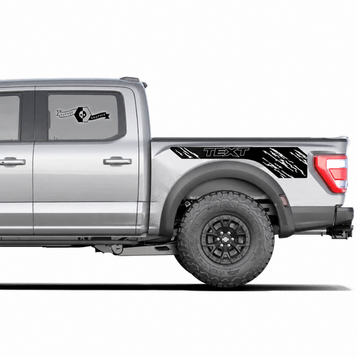 Benutzerdefinierter Text Verwaschenes Logo Seitenbett Grafiken Aufkleber Paar für Musclecar Truck Power Truck 2020-2022 11393