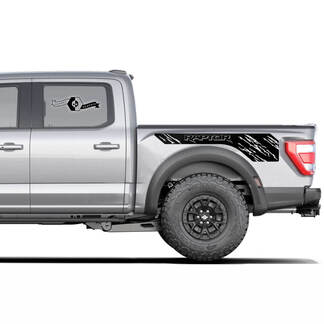 Neues Paar Ford F150 Raptor 2020–2022 Distressed-Logo-Seitenbettgrafik-Aufkleber
