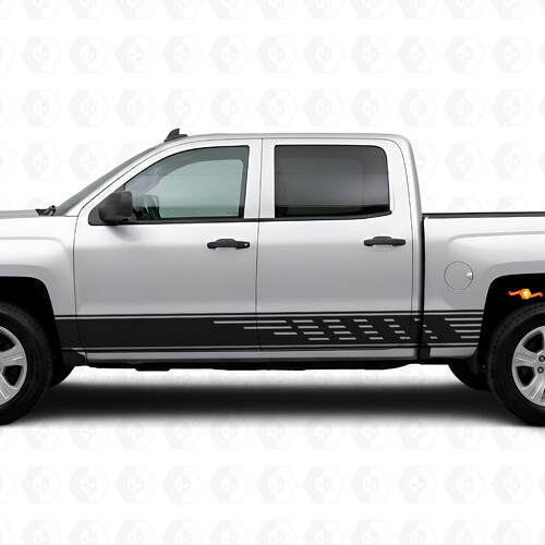 Versetzte Schlitz-Tür- und Schweller-Vinylstreifen für Chevrolet Silverado 1500 K2XX 2014-2019
