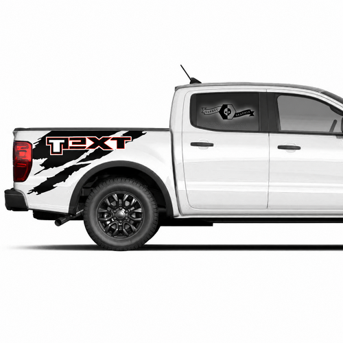 TEXT Roter Umriss Gerissenes Panel Paar Seitenwand Vinyl Aufkleber Sticker für Ford F-150 2022