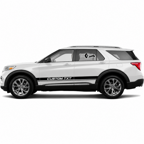 CUSTOM TXT Doppelstreifen-Paar Rocker Panel Vinyl Aufkleber Sticker für Ford Explorer 2021