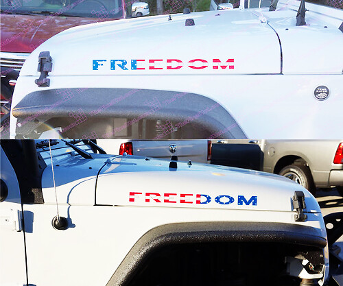 USA-Flaggen-Stil Freedom Motorhauben-Vinylaufkleber-Set für Jeep Wrangler