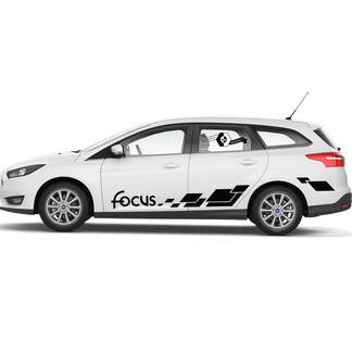 Paar Ford Focus Checkered FLAG Seitenstreifen Aufkleber Graphic Kit
