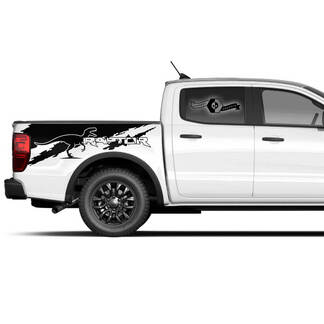 Paar moderner neuer Ford F150 Raptor 2022 Logo-Seitenbett-Grafik-Aufkleber
