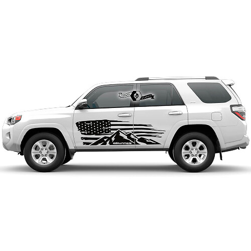 Verwaschener USA-Flagge Berg SeitenTür Vinylaufkleber für Toyota 4Runner