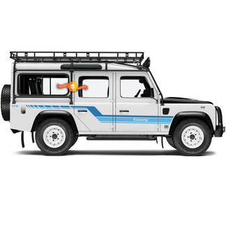 Land Rover Defender 110 – Benutzerdefinierter Text – County – Aufkleber Seitentüren – Ice Edition – Aufkleber für Land Rover Defender 110
