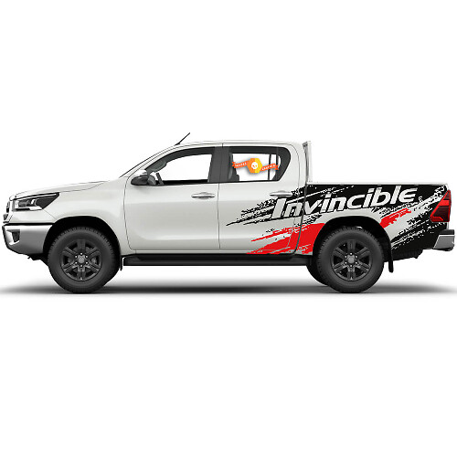 Paar Toyota Hilux 2022 Rally Distressed Side Splash Unbesiegbar Bett Vinyl Aufkleber Decal Grafik
