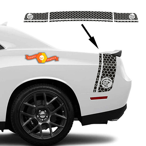 Wabenmuster Seiten- und Heckband Vinyl-Aufkleber-Set für Dodge Challenger