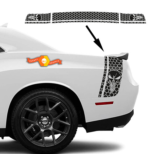 Dodge Challenger Seiten- und Heckband Scat Pack Honeycomb Punisher Skull Aufkleber Grafiken
