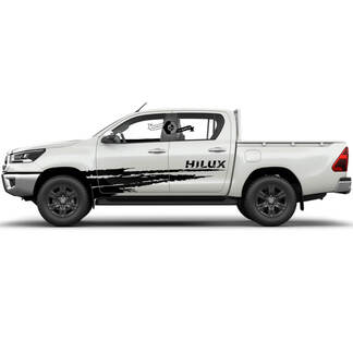 Paar Toyota Hilux 2022 Rally Doors Stripe Side Splash Distressed WRAP Vinyl Aufkleber Aufkleber Grafik
