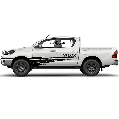 Paar Toyota Hilux 2022 Rally Türen Streifen Seitenspritzer Distressed WRAP Vinyl Aufkleber Decal Grafik
