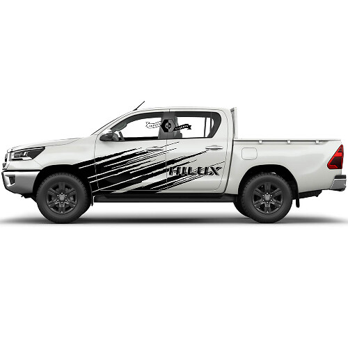 Paar Toyota Hilux 2022 Rally Türen Schlamm Seiten Spritzschutz Distressed WRAP Vinyl Aufkleber Decal Grafik
