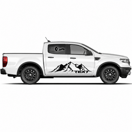Benutzerdefinierte Text-Vinyl-Berge Seiten-Tür-Grafik Aufkleber Paar für Musclecar Truck Power Truck 2022
