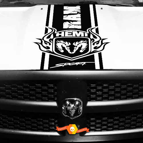 Abgenutzter HEMI Haubenstreifen Vinyl-Aufkleber Vinyl-Streifen für Dodge Ram
