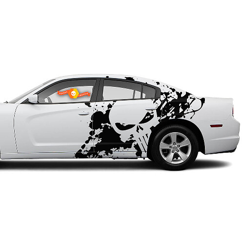 Paar Punisher-Seiten-Dodge Challenger oder Charger Spritzschutz-Wrap-Aufkleber
