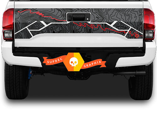 Heckklappe Toyota Tacoma Topografische Karte Abenteuerreise Vinyl Aufkleber Sticker TRD Offroad
