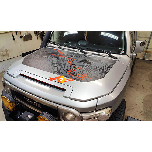 Topografische Karte Motorhauben-Vinylaufkleber für Toyota FJ Cruiser