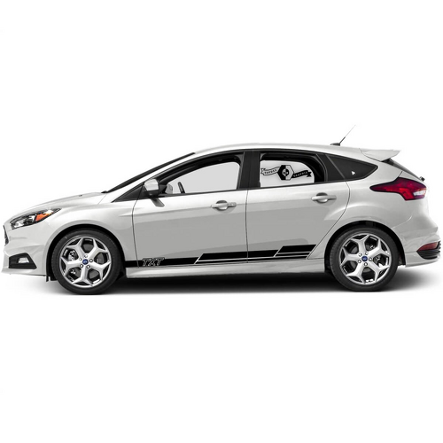 TXT Parallele Seiten- und Seitenschweller-Streifen Vinyl-Aufkleber Set für Ford Focus ST