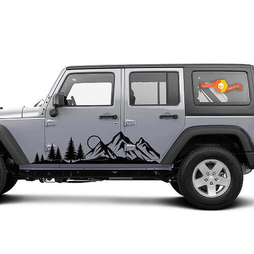 Forest Mountain Tür Vinyl Aufkleber Set für Jeep Wrangler Gladiator